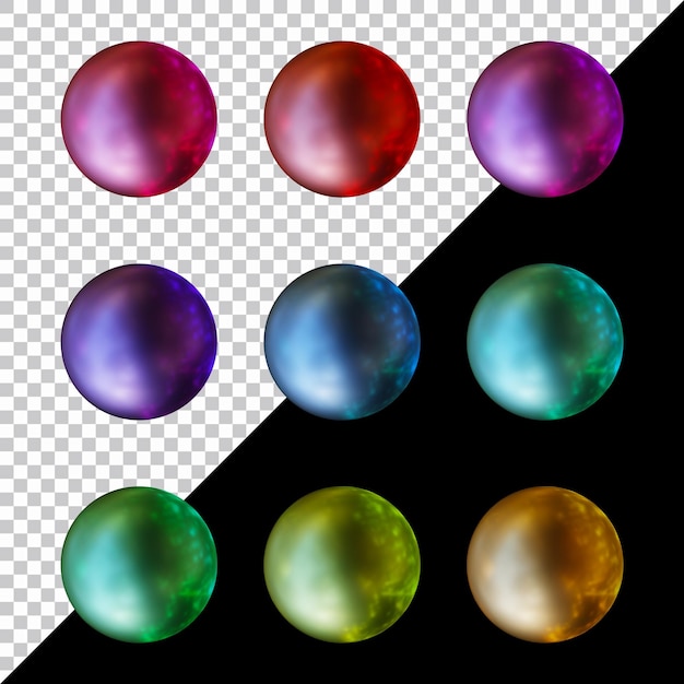 PSD 3 d レンダリングで丸い形の球体ボールのセット