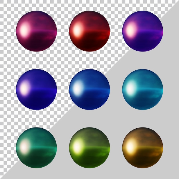 PSD 3 d レンダリングで丸い形の球体ボールのセット