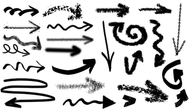 Set of sketched arrows isolated on a transparent background