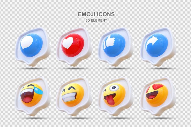 PSD Набор реакций социальных сетей 3d-эмотикон