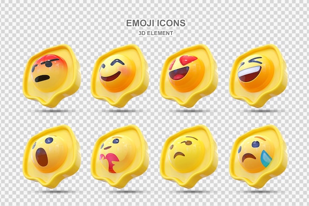 PSD ソーシャルメディアのリアクション 3d エモティコンのセット