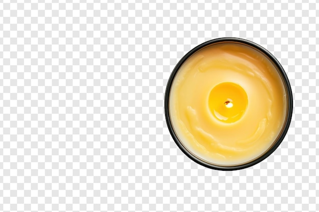 PSD set of top view of a softly burning yellow handmade candle isolated on transparency background psd