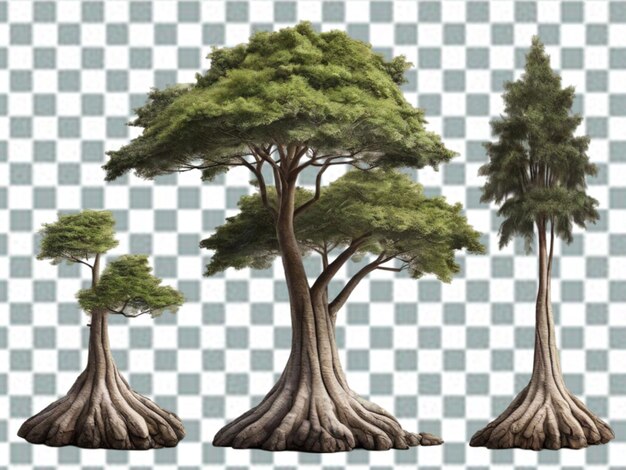 PSD 투명 한 배경 에 있는 여러 가지 수채화 나무 들 의 세트