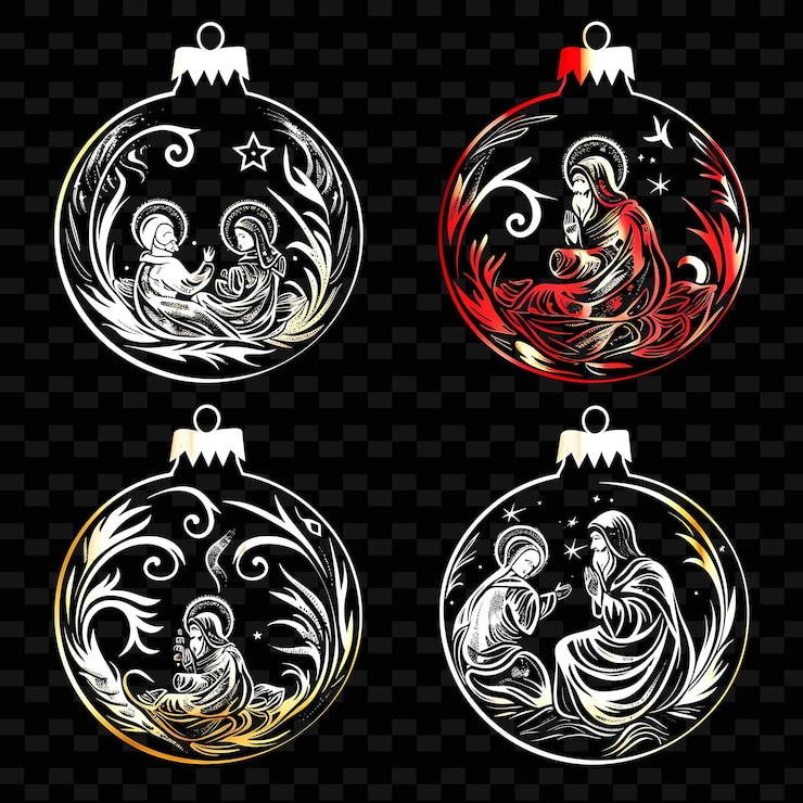 PSD a set of ornaments for christmas and the words quot the year quot