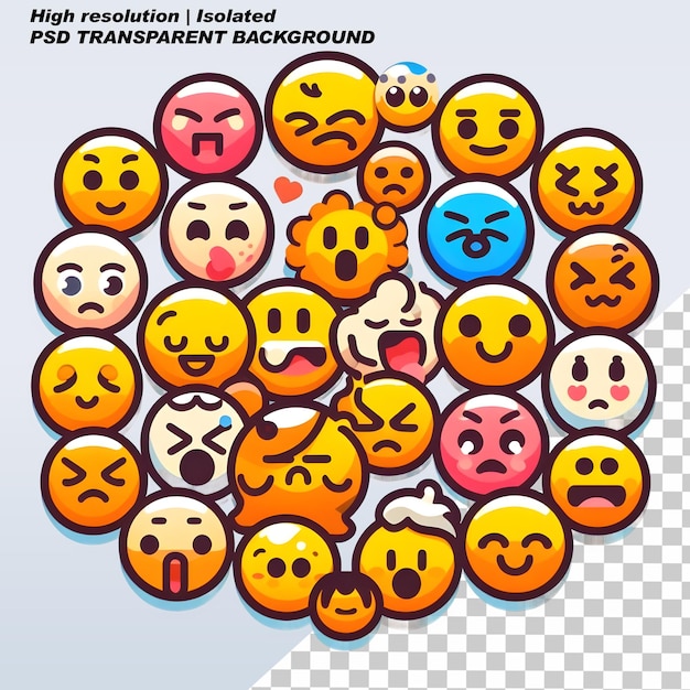 PSD set pack bundle emoticon реакция лица изолированный прозрачный фон