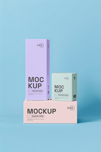 set of packaged elements mockup design