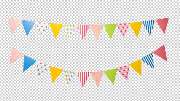 Set of Paper Party flags cutout Psd file