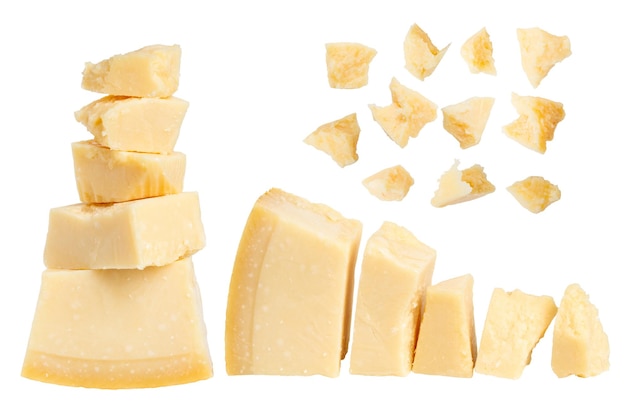set parmesan cheese on empty background