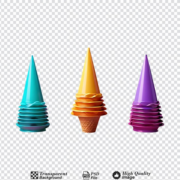 PSD set of party cones isolated on transparent background