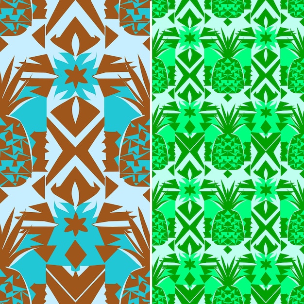 PSD a set of patterns from the collection of green and blue flowers