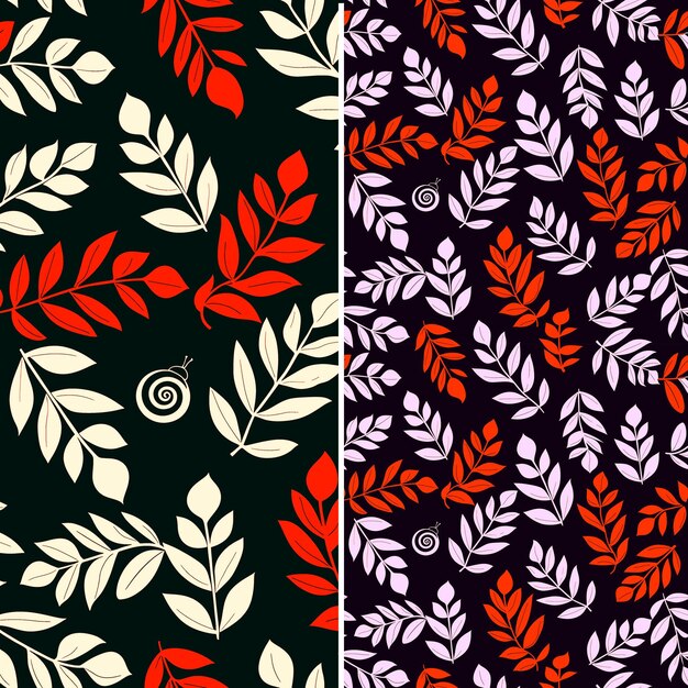 A set of patterns from the collection of leaves and flowers