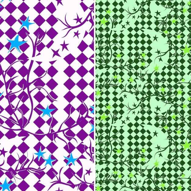 a set of patterns with different designs of different colors