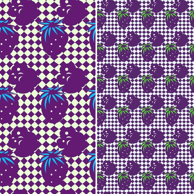 PSD a set of patterns with purple plums and a white background
