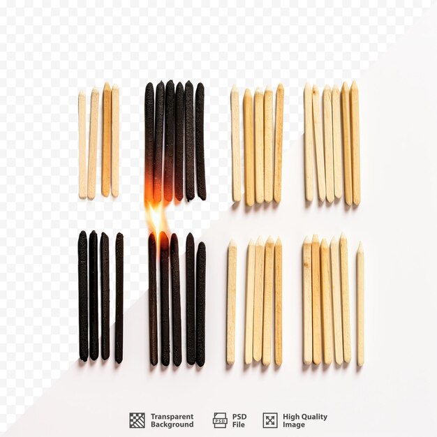 PSD un set di matite con le parole fuoco su di esse.