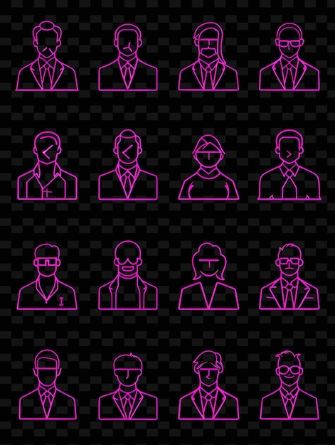 PSD a set of people with different jobs on a black background