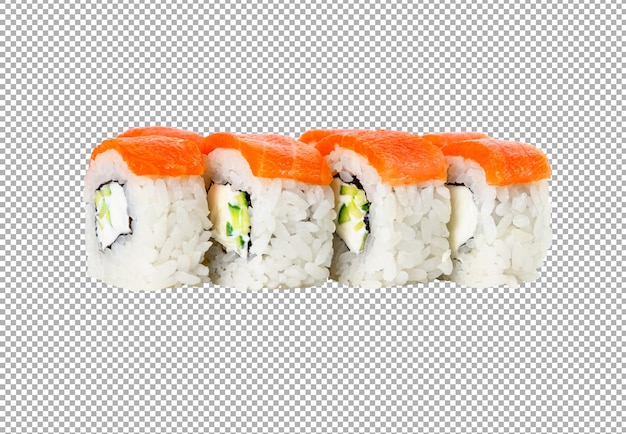 PSD set of philadelphia roll isolated on white background close up