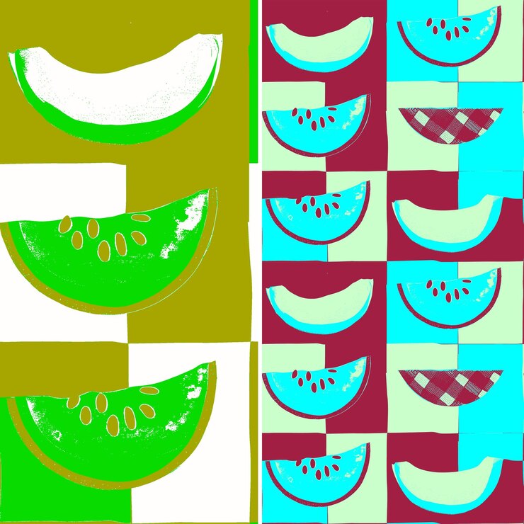 PSD a set of pictures of melons and watermelon