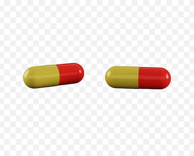 A set of pills on a transparent background