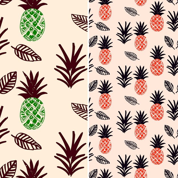 A set of pineapples and pineapples