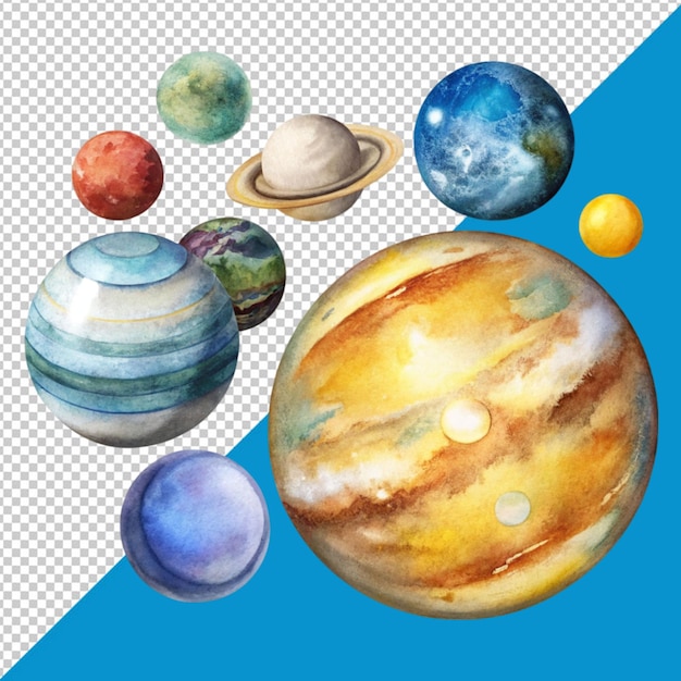 PSD set of planets on transparent background