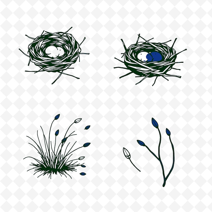 PSD a set of plants and a blue ball with a blue dot on the bottom