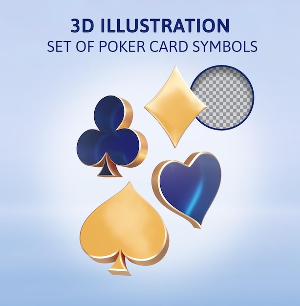 Set of poker card symbols 3d rendering illustration