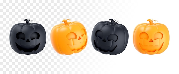 Set of Pumpkins. Happy Halloween decoration element for banner and poster.