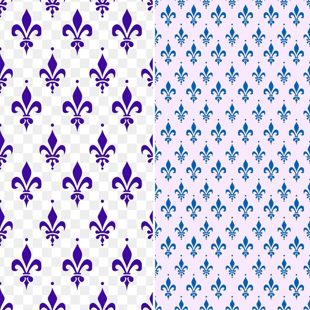 PSD a set of purple and white floral patterns