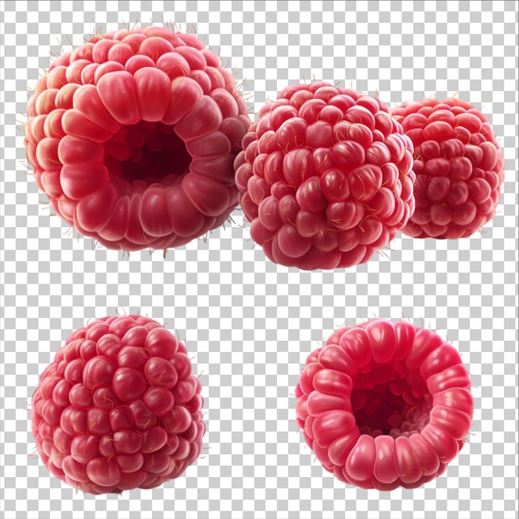 PSD a set of raspberries with raspberries on a transparent background
