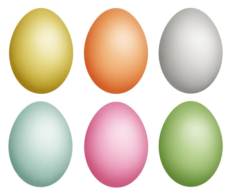 PSD set of raster illustrations of colored easter eggs