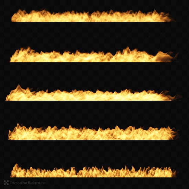 PSD set of realistic isolated fire flame collection