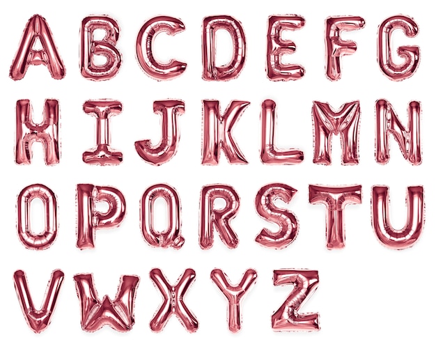 PSD set of red capital a-z alphabet balloons