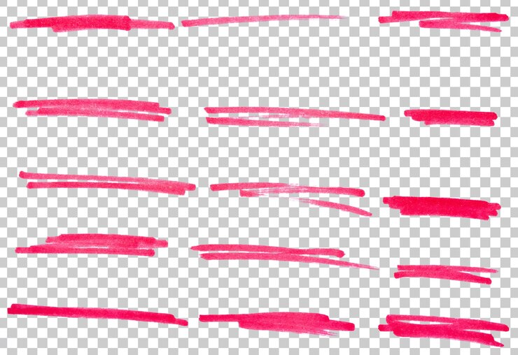 PSD set of red hand drawn marker pen stroke line transparent background design element doodle scribble