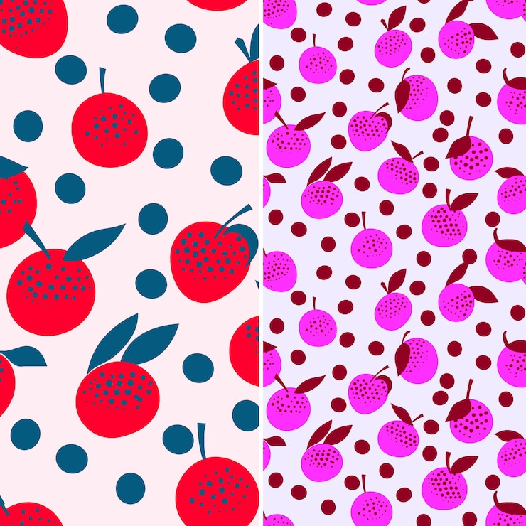 PSD a set of red and purple berries with a purple background