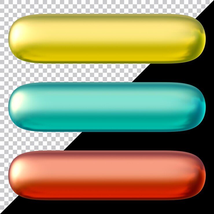 3 d レンダリングでの丸い四角形のボタンのセット