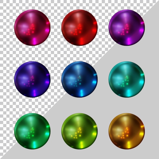 Set of round shape buttons in 3d render