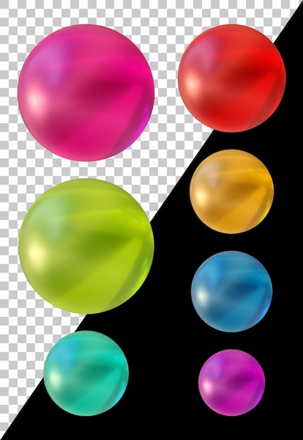 Set of round shape sphere ball in 3d render