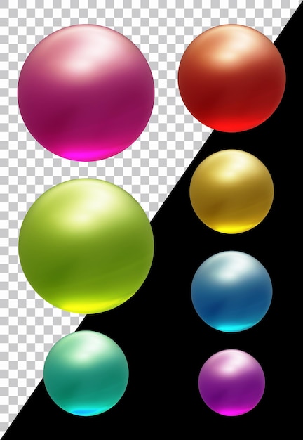 Set of round shape sphere ball in 3d render