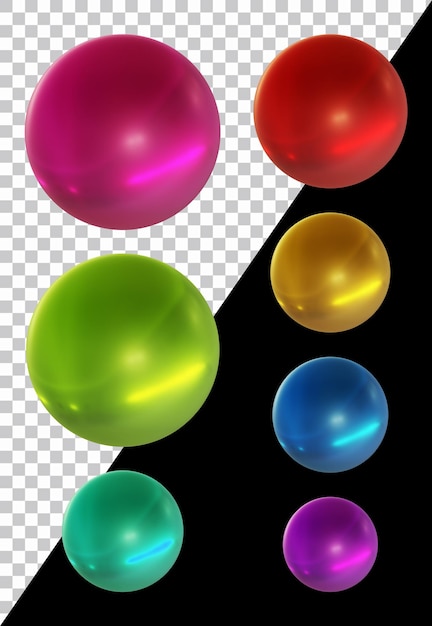 Set of round shape sphere ball in 3d render