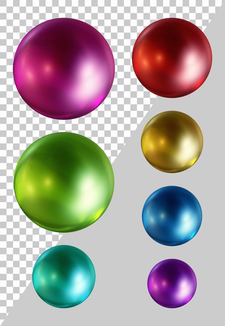 PSD 3 d レンダリングで丸い形の球体ボールのセット