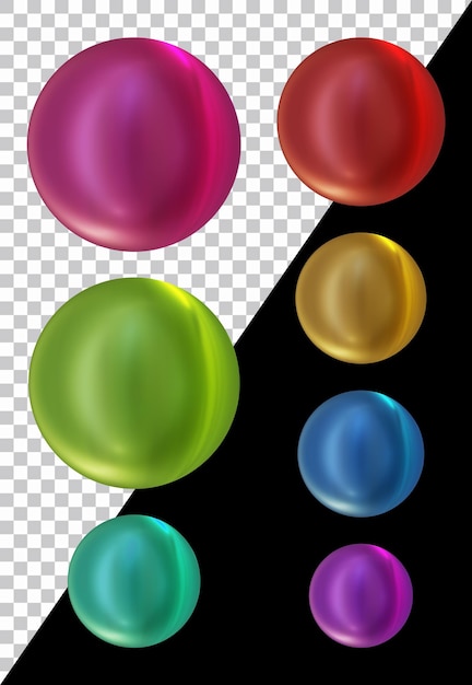 Set of round shape sphere ball in 3d render