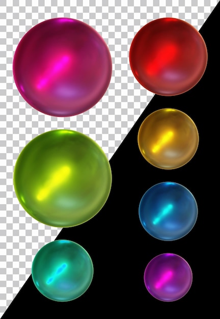 Set of round shape sphere ball in 3d render