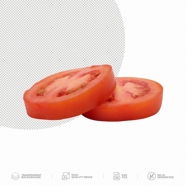 PSD set of round tomato slices on transparent background