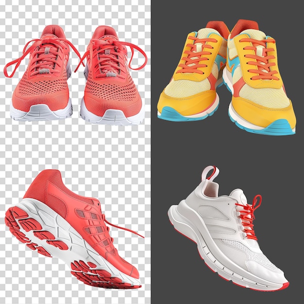 a set running shoes or sneakers isolated on transparent background