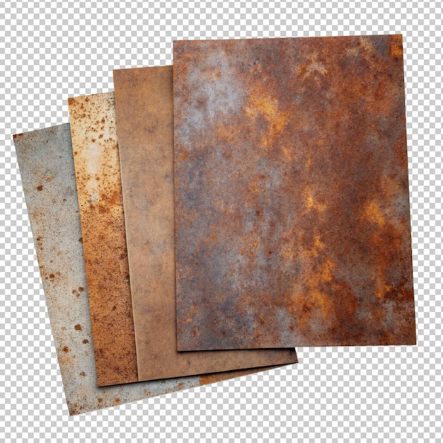 PSD set of rusted plate on transparent background