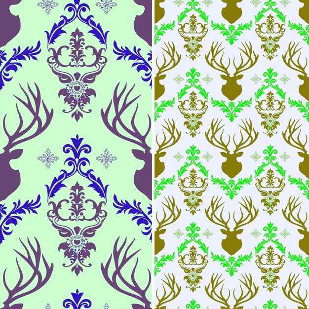 PSD a set of seamless patterns with a set of antlers