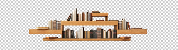 set of shelves with books on transparent background