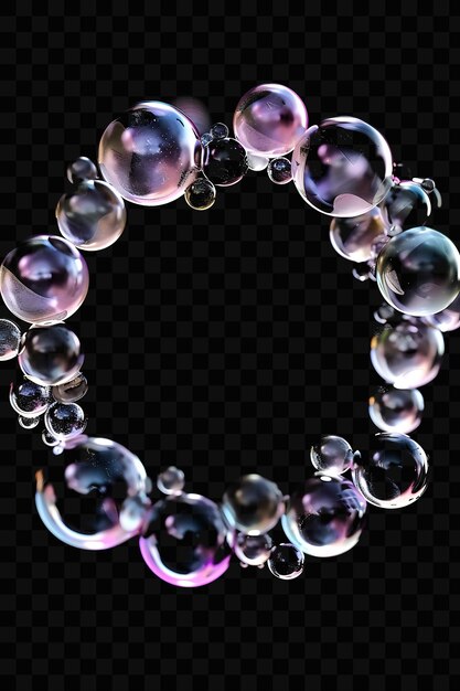 PSD a set of shiny glass beads with a circle of purple glass bubbles