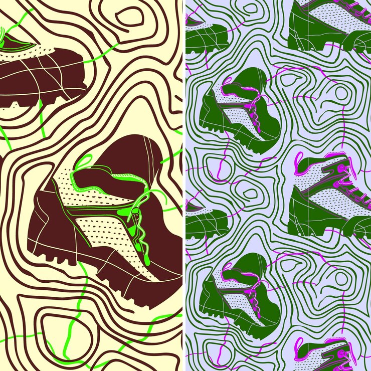 PSD a set of shoes with a green and yellow background