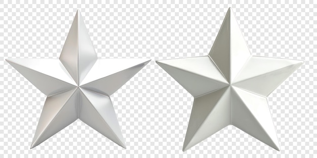 PSD set of silver rating star on transparent background